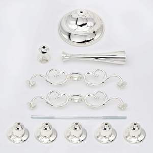 Juego de 5 Candelabros de Metal Plateado, Candelabro Triple Decorativo de 25 cm, Decoración para el Hogar de Acero Inoxidable - Product Image 2