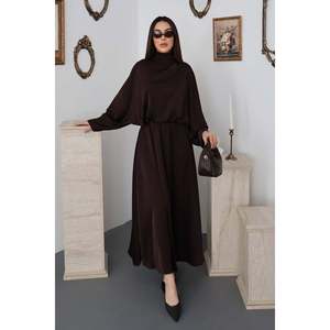 Vestido de Satén Jacquard Marrón - Marrón - Product Image 1