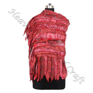 Recycled Silk Sari 15 Strips Designer Handmade Scarves Stole <b>Shawls</b> SC531 Fine Silk Wholesale Recycled Vintage Sari Female Scarf - Product Image 6