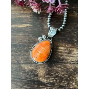 Colgante de Estilo Étnico Navajo con Ostra Espinosa y Plata de Ley, con Engaste de Bisel, Chapado en Oro Rosa y Rodio, Joyería con Dije - Product Image 3