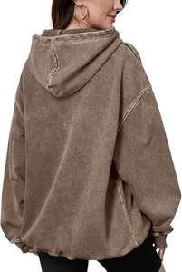 เสื้อฮู้ดผู้ชายแบบสวมหัวมีฮู้ดซักกรดพร้อมโลโก้แบบกำหนดเองสำหรับชุดลำลอง - Product Image 5