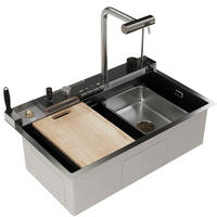 Évier de cuisine à cuve unique en acier inoxydable SS201 fait main avec meuble