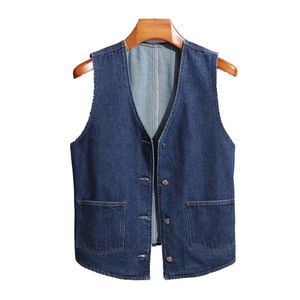 Gilet en jean pour homme, nouveau design, col roulé, sans manches, léger, décontracté, vêtement d'extérieur d'hiver - Product Image 1