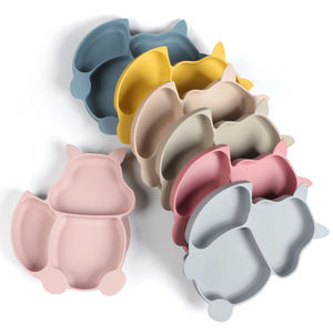 2025 Wholesale Factory Silicone Plate BPA Free Cute Bear Shaped Safe Cartoon Baby Feeding <b>Set</b> Leak Proof Dishwasher Safe - Product Image 1