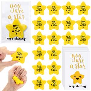 Squeeze Star Stress Balls Mini Star Stress Relief Balles en mousse avec cartes de motivation Sacs Garçons Filles Cadeau Classe Party Favors - Product Image 1