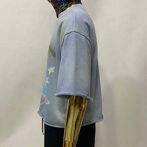 T-shirt en coton de marque personnalisée, vêtements lourds pour hommes, impression sérigraphique, lavage à l'acide, t-shirt pour hommes, t-shirt graphique de luxe, t-shirt ample et court - Product Image 3