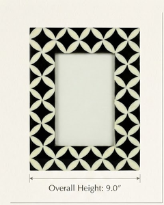 Rectangular MDF <b>Photo</b> <b>Frame</b> With <b>Black</b> And Cream Resin Geometric Pattern Vertical Design Tabletop Display - Product Image 2