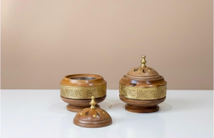 Wood <b>Incense</b> <b>Burner</b> Medkhan Mubkhar Bakhoor <b>Burner</b> Set with Wooden Tray & Box Engraved Product - Product Image 6
