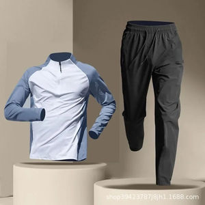 Ensemble de sport à capuche à manches longues à séchage rapide pour hommes pour l'automne Entraînement à fermeture éclair Running Fitness Gym & Cycling Wear - Product Image 4