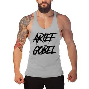 2025 Stringer hommes décontracté Fitness gilet coton Y-Back Gym maillot de corps pour musculation et entraînement 'Art' Style de police - Product Image 2