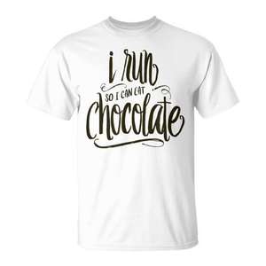 T-shirt « Je cours pour manger du chocolat » pour les amateurs de chocolat, à des fins promotionnelles - Product Image 1