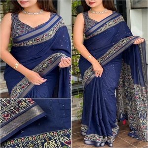 Vêtements de fête Mul coton avec fil et paillettes travail Saree fabricant et fournisseur de Surat au prix de gros - Product Image 6