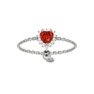 Bague ajustable en acier inoxydable de luxe avec cœur halo personnalisé - Product Image 3