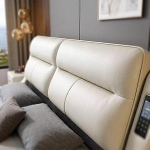 <span class=keywords><strong>Lit</strong></span> double à profil bas en cuir mat <span class=keywords><strong>avec</strong></span> empiècements, idéal pour appartement compact, cadre de <span class=keywords><strong>lit</strong></span> de luxe pour mariage, ensemble de chambre à coucher - Product Image 3