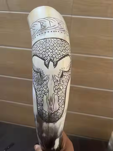 Corne à boire artisanale | Corne à boire de bière médiévale Viking naturelle 100% par l'artisanat du croissant - Product Image 3