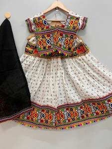 Pure Cotton With Heavy Embroidery Real Mirror Work Gujarati Cultural Style Traditional <b>Chaniya</b> <b>Choli</b> With Contrast Dupatta Set - Product Image 6