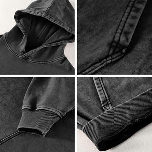 Sweat à capuche unisexe personnalisé OEM en molleton épais polyester/coton, délavage acide vintage, manches classiques pour homme, hiver, numérique - Product Image 5