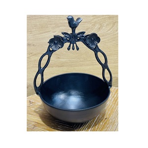 Vaisselle de service pour la maison de l'hôtel bol décoratif plaqué or brillant de forme ronde en métal bol de mélange de fruits avec poignée de créateur - Product Image 2