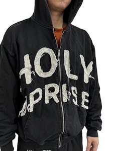 Sudadera con capucha de estilo vintage con bordado desgastado, diseño cosido, estilo urbano, unisex, informal, suave, cálida y a la moda. - Product Image 3