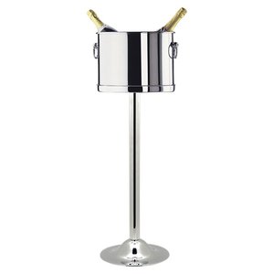 Mango lateral de cubo de hielo redondo de acero de gran capacidad de latón AK con soporte en acabado plateado para adornos de hotelería/Barware - Product Image 1