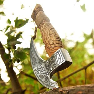 Hacha para Pizza de Acero con Alto Contenido de Carbono Forjada a Mano de Alta Calidad, Estilo Vikingo, con Funda de Cuero Grabada para Cortar - Product Image 6