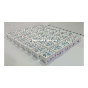 Boîte de marbre blanche faite à la main Boîte de boucle d'oreille artisanale en pierre multicolore 10x7.5 cm Boîte de caractéristique durable de forme rectangulaire - Product Image 3