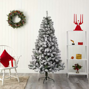 Vente d'usine, arbre de Noël artificiel floqué <span class=keywords><strong>pas</strong></span> <span class=keywords><strong>cher</strong></span> de 180 cm (6 pieds), flocon de neige, arbre de Noël enneigé pour décoration intérieure et extérieure - Product Image 6
