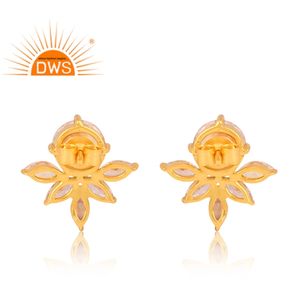 Meilleure qualité de boucles d'oreilles en argent sterling plaqué or 18 carats avec pierres précieuses naturelles Zw Demi fabricant de bijoux fins - Product Image 4