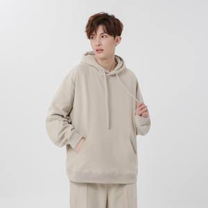 Fabricante de ropa de alta calidad 400Gsm Streetwear Unisex Poliéster Hombres French Terry Drop Shoulder String Pullover Hoodie - Product Image 3