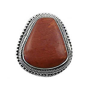 Anillo de Jaspe Rojo Plateado de Estilo Vintage para Mujer, Joyería con Piedras Preciosas, Diseños de Corazón, Mano y Ojo, Talla Única, Material de Aleación de Cobre - Product Image 2