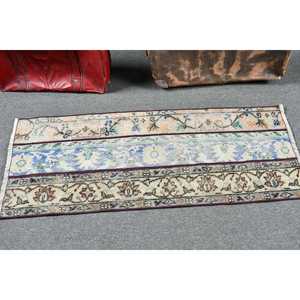 Alfombra Turca Pequeña de 1.8x4.6 pies, Alfombra Marroquí Azul Vintage - Product Image 3