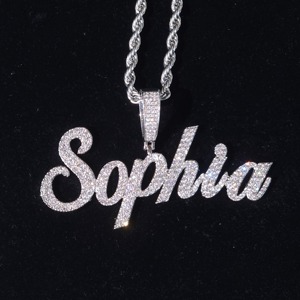 Best Design VVS Moissanite Diamond Gold Plated 925 <b>Silver</b> Iced Out Custom <b>Letter</b> Name Pendant <b>Necklace</b> For Men At Low Price - Product Image 2