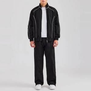 Ensembles de survêtement coupe-vent de jogging avec logo personnalisé de haute qualité Survêtement coupe-vent en nylon surdimensionné pour hommes à demi fermeture éclair - Product Image 4