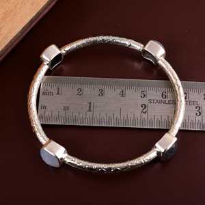 Black Rutile Gemstone 925 Sterling <b>Silver</b> Handmade <b>Hammered</b> <b>Bangle</b> - Product Image 5