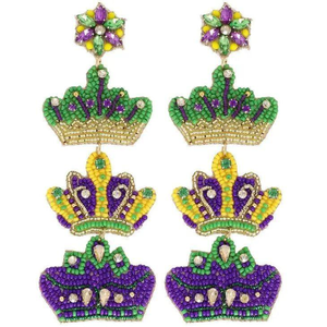 Pendientes de cuentas de cristal con diseño de Mardi Gras, bordados a mano con cuentas de lujo, para mujeres y niñas - Product Image 2