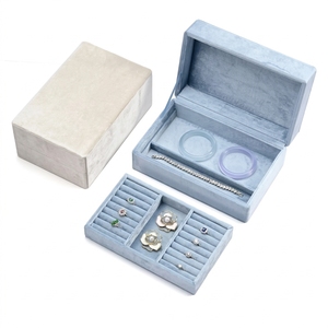 Velvet Double Layer Jewelry <b>Storage</b> Box Wholesale Custom Bangle Bracelet <b>Ring</b> Earring Organizer Box Packaging Case - Product Image 1
