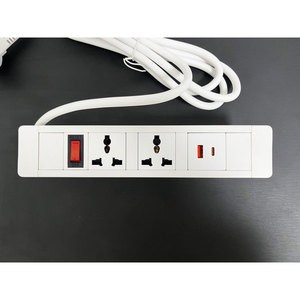 เต้ารับไฟฟ้าแบบฝังในโต๊ะ HOEXH605 2 ช่อง AC ป้องกันน้ำ IP44 แรงดันไฟฟ้า 125V 16A 10A วัสดุ ABS อะลูมิเนียม ใช้ได้กับปลั๊ก US EU UK AU - Product Image 2
