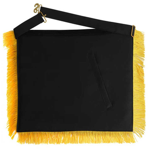 Delantal de Comandante de los Caballeros Templarios, Negro con Flecos Dorados, Bordado Artesanal, Punto de Cruz, Costura, Engranajes Masónicos para Comandancia - Product Image 4