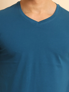 เสื้อยืดคอวีสไตล์โมเดิร์นสำหรับใส่สบายอเนกประสงค์เสื้อยืดผ้าฝ้าย100% ครึ่งแขนยืดได้สำหรับสวมใส่สบายทุกวัน - Product Image 3