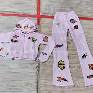 Custom Cotton Fleece Acid Wash Hooded Drawstring Tracksuits Unisex <b>Sweat</b> Suit with OEM Logo Fashion Style Sets - Product Image 1