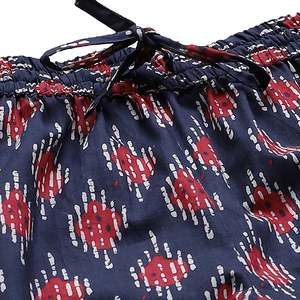 ชุดนอนผ้าฝ้ายพิมพ์ลายเรขาคณิตสำหรับผู้หญิงและเด็กผู้หญิงชุดนอนมีกระดุมสีฟ้าเหมาะสำหรับใส่ในฤดูร้อน - Product Image 4