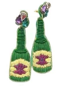 Combinaciones de Colores Festivos Brillantes, Pendientes 100% Hechos a Mano con Bordado de Cuentas, Diseños Auténticos del Festival de Mardi Gras, Hechos en India - Product Image 2