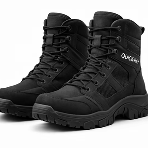 Mens Lace Up <b>Work</b> <b>Boots</b> Wide Fit Tactical Style Outdoor Duty Shoes Black & Sand - Product Image 1
