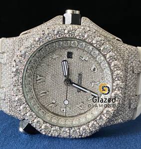 Reloj de moissanita de lujo con esfera completamente de corte redondo Hip Hop de diseñador más único con diamantes de corte redondo - Product Image 2