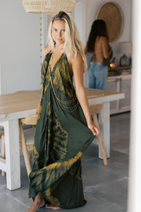 Bohemian Tie Dye <b>Maxi</b> <b>Dress</b> <b>Women</b> Sleeveless Halter Neck Summer Beach Resort Wear <b>Women</b> <b>Dress</b> - Product Image 2