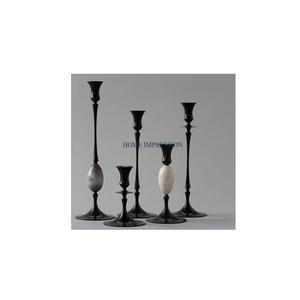 Chandelier poli noir hôtels et table de restaurant bougeoirs décoratifs en métal ensemble de 5 bougeoirs de forme personnalisée - Product Image 1