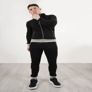 Sweat-shirt deux pièces léger et écologique coupe ajustée unisexe de grande taille Broderie de logo personnalisé Motif uni Streetwear Jogging - Product Image 2