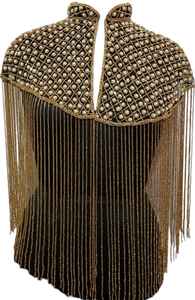 Cape Burlesque Festive avec de belles paillettes perlées brodées Silhouette droite attache le cou-pour les festivals d'occasions de club - Product Image 2