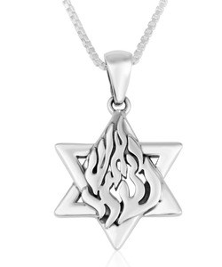 Collar con Colgante de Estrella de David de Acero Inoxidable 316L, Joyería Eterna, Collar con Diseño de Llama, Collar con Buen Diseño - Product Image 5