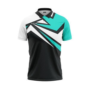 Ensemble polo unisexe à séchage rapide, évacuation de l'humidité, sublimation, dégradé de couleurs, col rond, manches courtes, imprimé personnalisé, respirant, sans couture, quatre directions - Product Image 3